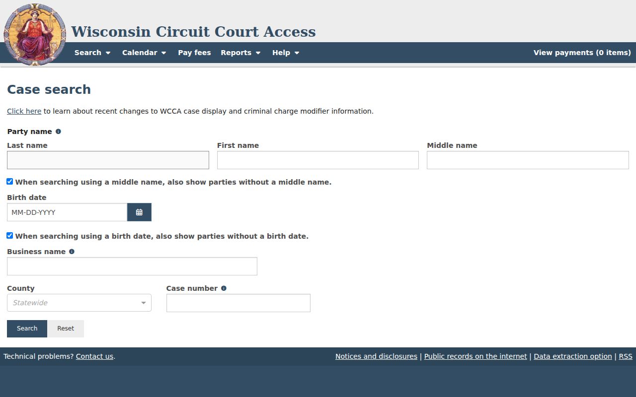 Iowa County criminal court case search through WCCA
