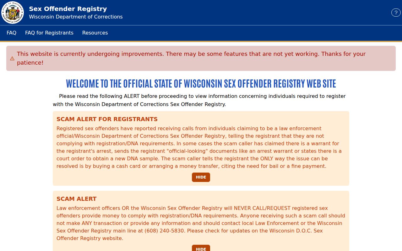 Wisconsin Public Sex Offender Registry search for Iowa County